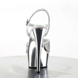Pleaser Sandalia de Tacón DELIGHT-609G Plata Multi Purpurina Metalizado EU-35 / US-5