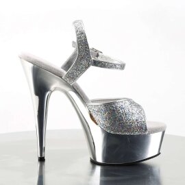 Pleaser Sandalia de Tacón DELIGHT-609G Plata Multi Purpurina Metalizado EU-35 / US-5