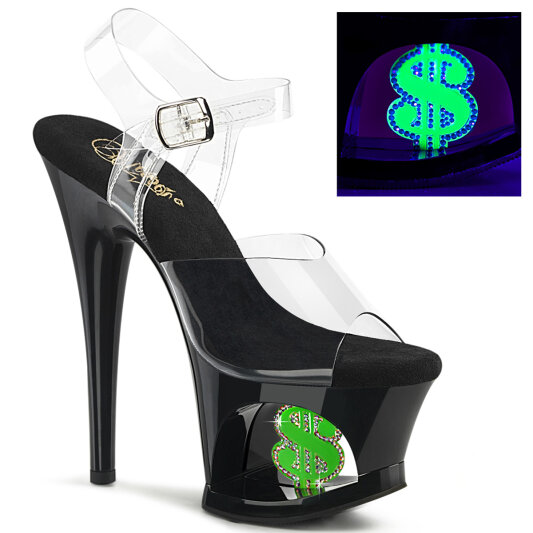 Pleaser MOON-708USD Sandalias de Plataforma Charol Negro EU-36 / US-6