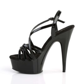 Pleaser Sandalia de Tacón DELIGHT-613 Negro Charol EU-35 / US-5