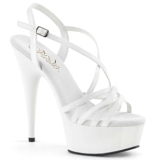Pleaser Sandalia de Tacón DELIGHT-613 Blanco Charol EU-37 / US-7
