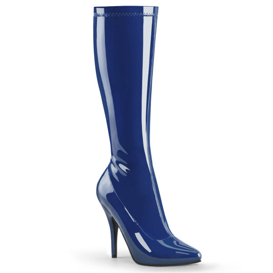 Pleaser SEDUCE-2000 Botas hasta la rodilla azul Charol EU-37 / US-7