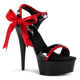 Pleaser Sandalia de Tacón DELIGHT-615 Negro Rojo...
