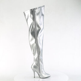 Pleaser SEDUCE-3000WC Botas por encima de la rodilla Piel Sintética metalizada Plata EU-37 / US-7