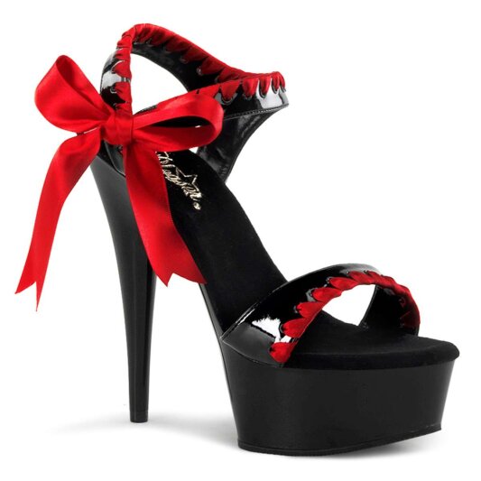 Pleaser Sandalia de Tacón DELIGHT-615 Negro Rojo EU-37 / US-7