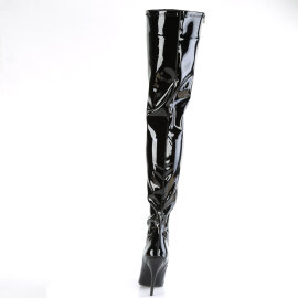 Pleaser SEDUCE-4000 Botas por encima de la rodilla Charol Negro EU-37 / US-7