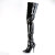 Pleaser SEDUCE-4000 Botas por encima de la rodilla Charol Negro EU-37 / US-7