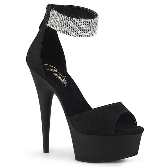 Pleaser Sandalia de Tacón DELIGHT-625 Negro Ante EU-35 / US-5