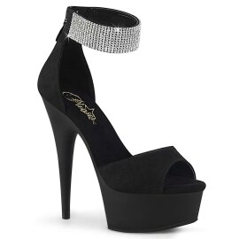 Pleaser Sandalia de Tacón DELIGHT-625 Negro Ante...