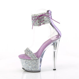 Pleaser SKY-327RSI Sandalias Plataforma pedrería plata lavanda EU-38/US-8