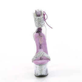 Pleaser SKY-327RSI Sandalias Plataforma pedrería plata lavanda EU-39/US-9