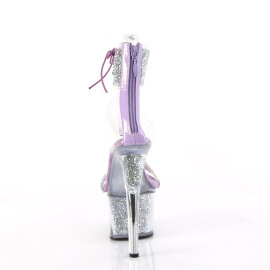Pleaser SKY-327RSI Sandalias Plataforma pedrería plata lavanda EU-37/US-7