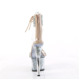 Pleaser SKY-327RSI Sandalias Plataforma pedrería plata beige EU-37 / US-7