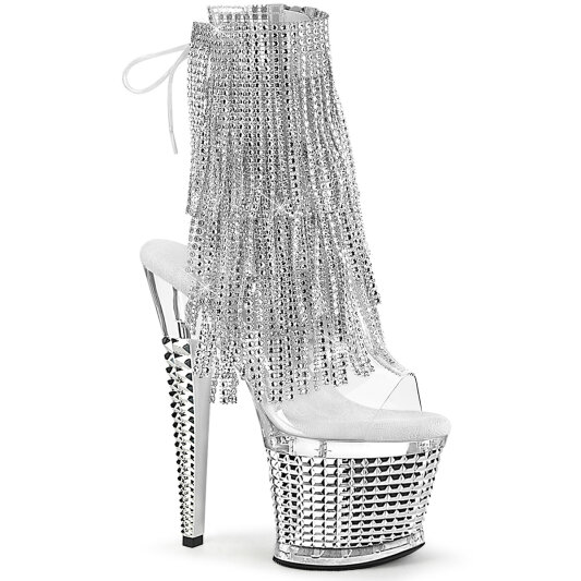 Pleaser SPECTATOR-1017RSF Sandalias Plataforma Cromo Tono Claro pedrería Plata EU-36/US-6