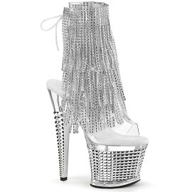 Pleaser SPECTATOR-1017RSF Sandalias Plataforma Cromo Tono Claro pedrería Plata EU-37 / US-7