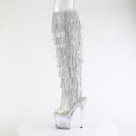 Pleaser SPECTATOR-3019C-RSF Botas por encima de la rodilla con Plataforma Pedrería transparente Plata EU-37 / US-7