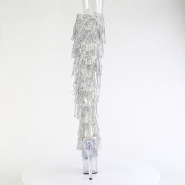 Pleaser SPECTATOR-3019C-RSF Botas por encima de la rodilla con Plataforma Pedrería transparente Plata EU-37 / US-7
