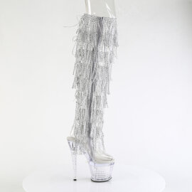 Pleaser SPECTATOR-3019C-RSF Botas por encima de la rodilla con Plataforma Pedrería transparente Plata EU-37 / US-7