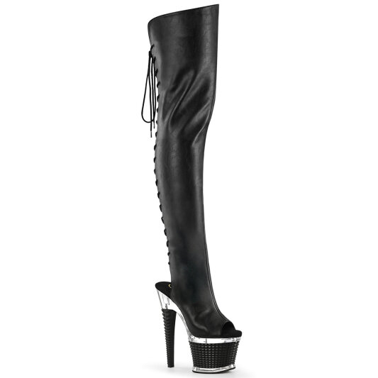 Pleaser SPECTATOR-3030 Botas por encima de la rodilla con Plataforma de Piel Sintética color Negro Tono Claro EU-38 / US-8