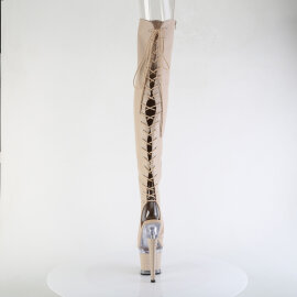 Pleaser SPECTATOR-3030 Botas por encima de la rodilla con Plataforma de Piel Sintética color beige Tono Claro EU-37 / US-7