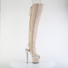 Pleaser SPECTATOR-3030 Botas por encima de la rodilla con Plataforma de Piel Sintética color beige Tono Claro EU-37 / US-7