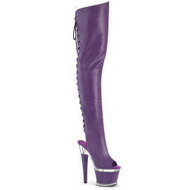 Pleaser SPECTATOR-3030 Botas por encima de la rodilla con Plataforma de Piel Sintética color morado Tono Claro EU-37 / US-7