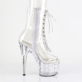 Pleaser STARDUST-1021C-7 Botines Plataforma Tono Claro pedrería Transparente EU-36 / US-6