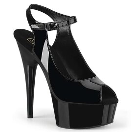 Pleaser Sandalia de Tacón DELIGHT-655 Negro Charol...