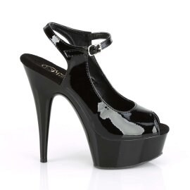Pleaser Sandalia de Tacón DELIGHT-655 Negro Charol EU-36 / US-6