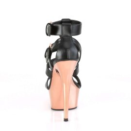 Pleaser Sandalia de Tacón DELIGHT-658 Negro Oro Rosado Claro Metalizado EU-37 / US-7