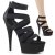 Pleaser Sandalia de Tacón DELIGHT-659 Negro Elástico Piel Sintética EU-35 / US-5