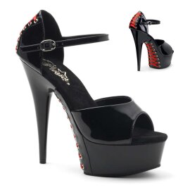 Pleaser Sandalia de Tacón DELIGHT-660FH Negro Rojo...