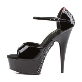 Pleaser Sandalia de Tacón DELIGHT-660FH Negro Rojo EU-41 / US-11