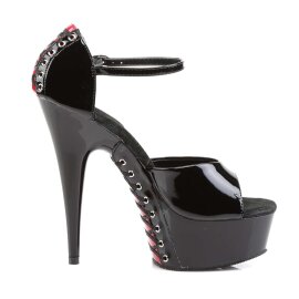 Pleaser Sandalia de Tacón DELIGHT-660FH Negro Rojo EU-42 / US-12