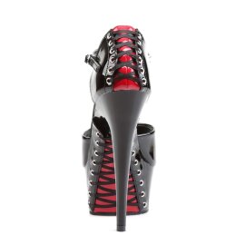 Pleaser Sandalia de Tacón DELIGHT-660FH Negro Rojo EU-35 / US-5