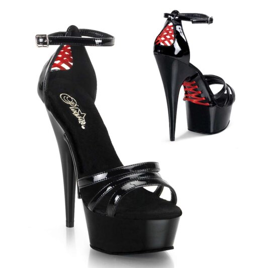 Pleaser Sandalia de Tacón DELIGHT-662 Negro Charol EU-37 / US-7