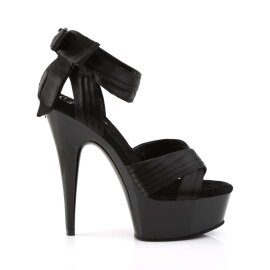 Pleaser Sandalia de Tacón DELIGHT-668 Negro Satín EU-42 / US-12