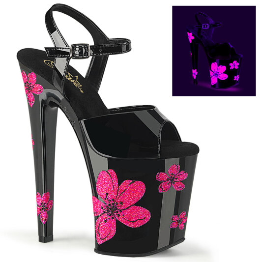 Pleaser XTREME-809HB Sandalias de Plataforma Charol Negro neón EU-42 / US-12