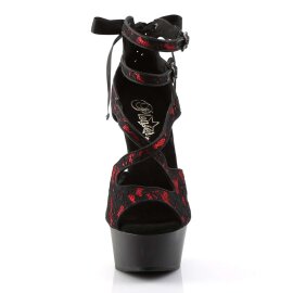 Pleaser Sandalia de Tacón DELIGHT-678LC Rojo Negro EU-40 / US-10