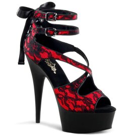 Pleaser Sandalia de Tacón DELIGHT-678LC Rojo Negro...
