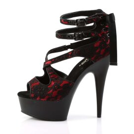 Pleaser Sandalia de Tacón DELIGHT-678LC Rojo Negro EU-35 / US-5