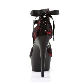 Pleaser Sandalia de Tacón DELIGHT-678LC Rojo Negro EU-35 / US-5