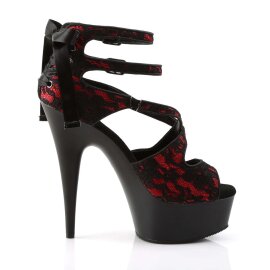 Pleaser Sandalia de Tacón DELIGHT-678LC Rojo Negro EU-37 / US-7