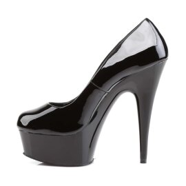 Pleaser Sandalia de Tacón DELIGHT-685 Negro Charol EU-42 / US-12