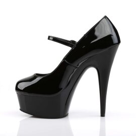 Pleaser Sandalia de Tacón DELIGHT-687 Negro Charol EU-35 / US-5