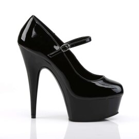 Pleaser Sandalia de Tacón DELIGHT-687 Negro Charol EU-35 / US-5