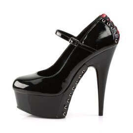 Pleaser Sandalia de Tacón DELIGHT-687FH Negro Rojo EU-35 / US-5
