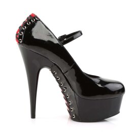 Pleaser Sandalia de Tacón DELIGHT-687FH Negro Rojo EU-35 / US-5