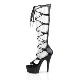 Pleaser Sandalia de Tacón DELIGHT-698 Negro Charol EU-35 / US-5