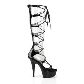 Pleaser Sandalia de Tacón DELIGHT-698 Negro Charol EU-35 / US-5